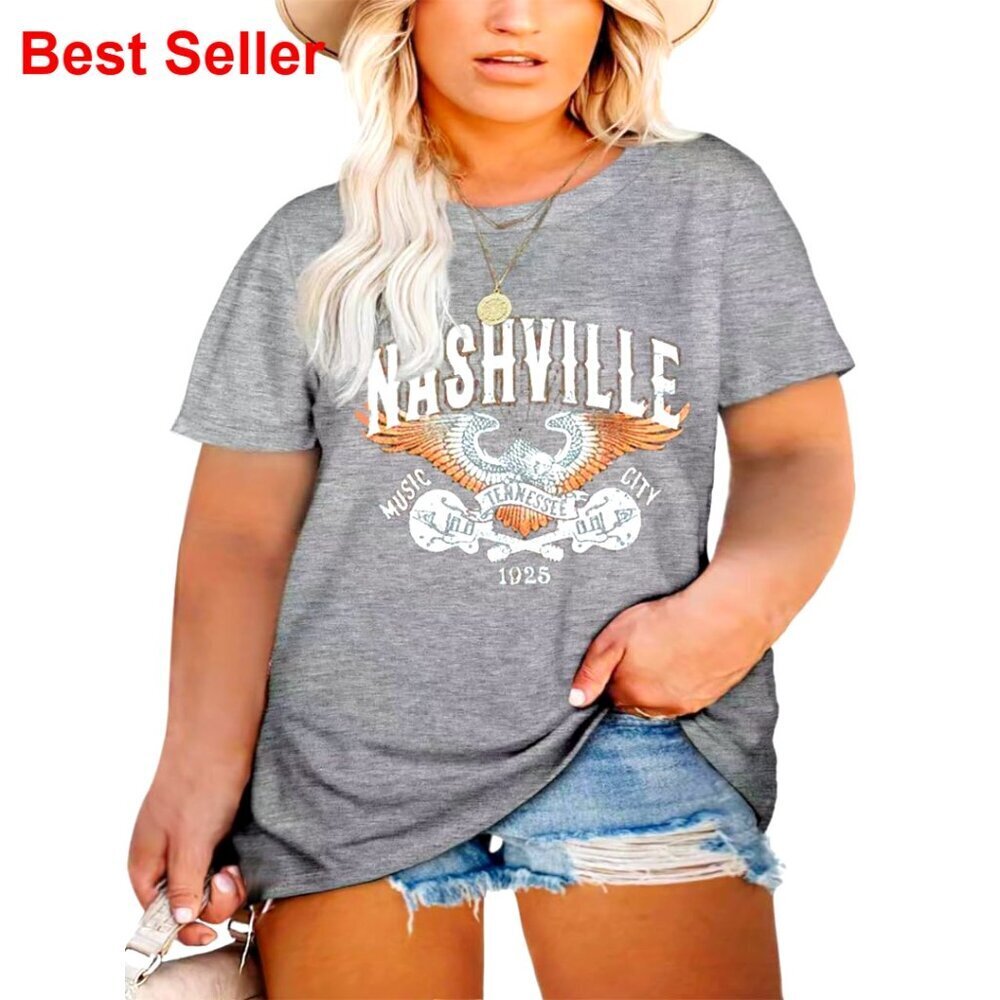 Plus Size Vintage Rock Band T-Shirt Country Concert Graphic Tee